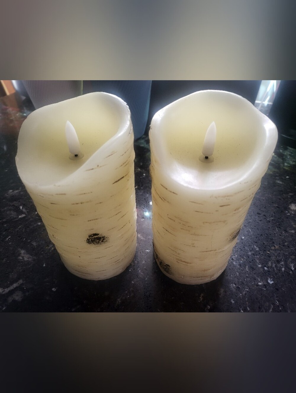 LED Birch Bark Pillar Candle - Cream (Set of 2)